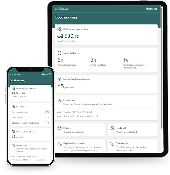 Pension365 screens