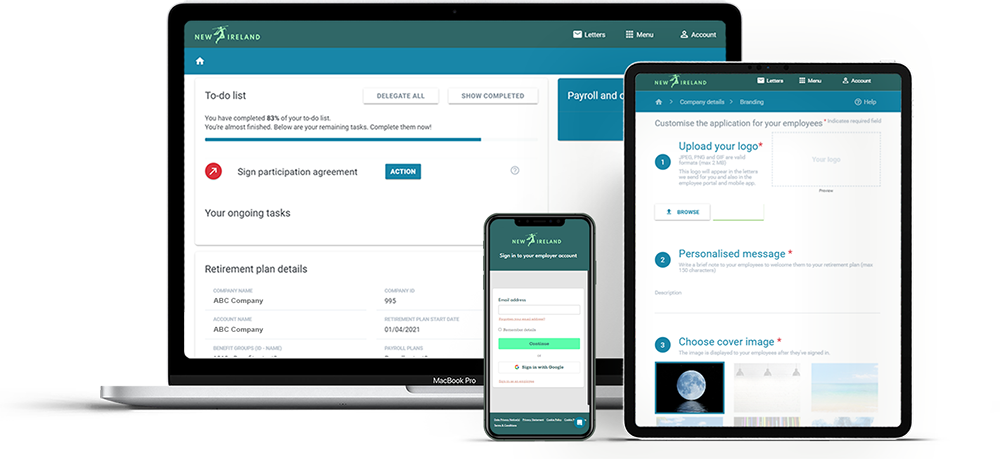 Pension365 screens